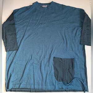 Iridium Blue Tunic Top Size S Pima Cotton Peru Lagenlook Cinched Pocket